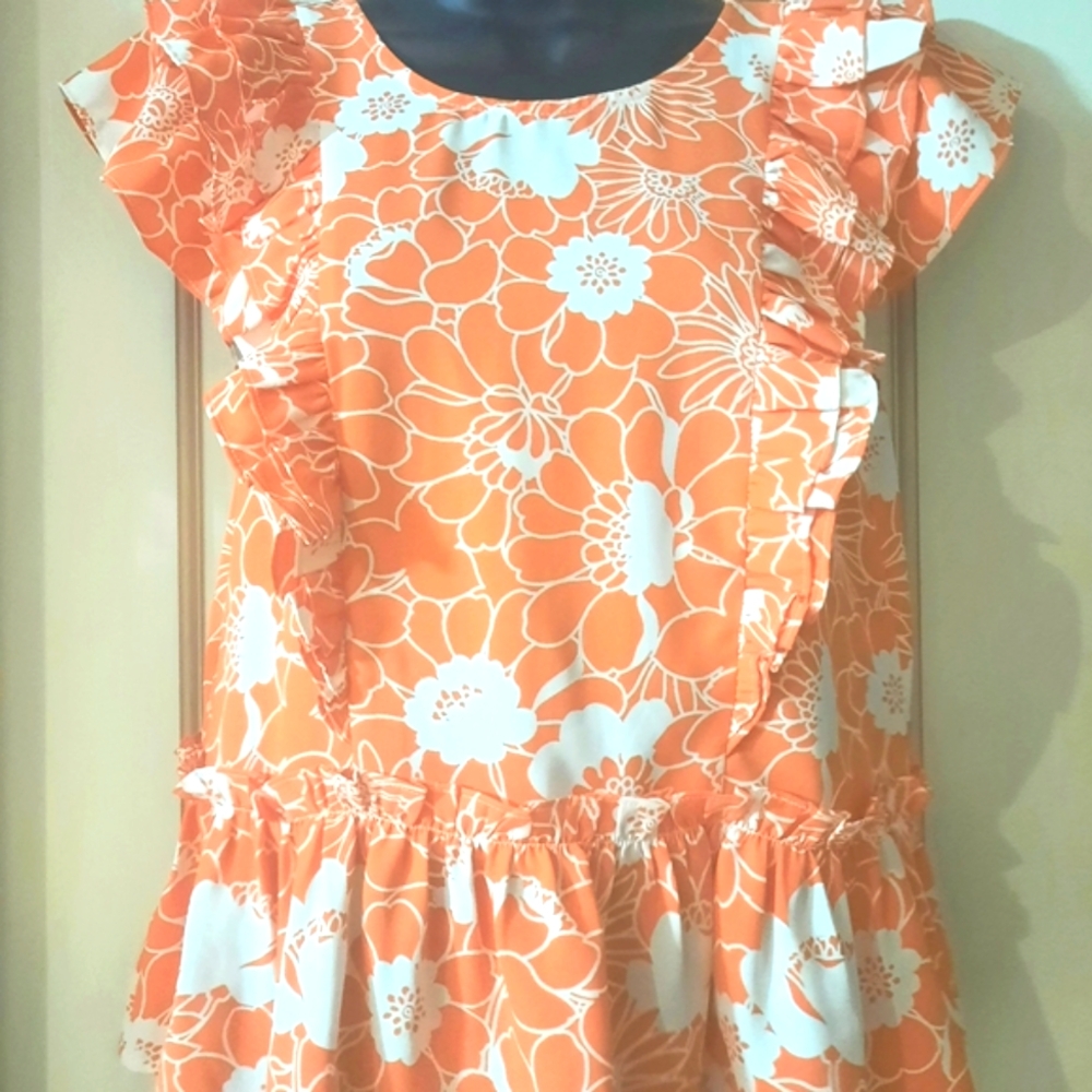 Women's Floral Orange Ruffled Top - Size: XS - Brand: Sugarlips